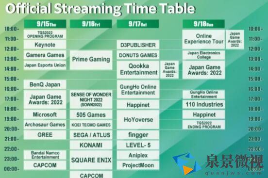 东京游戏展2022时间是多少 TGS直播几点开始